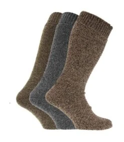 Chaussettes Pour Bottes En Caoutchouc En Mélange De Laine (lot De 3 Paires) - Homme (Gris/Vert/Marron) - UTMB147